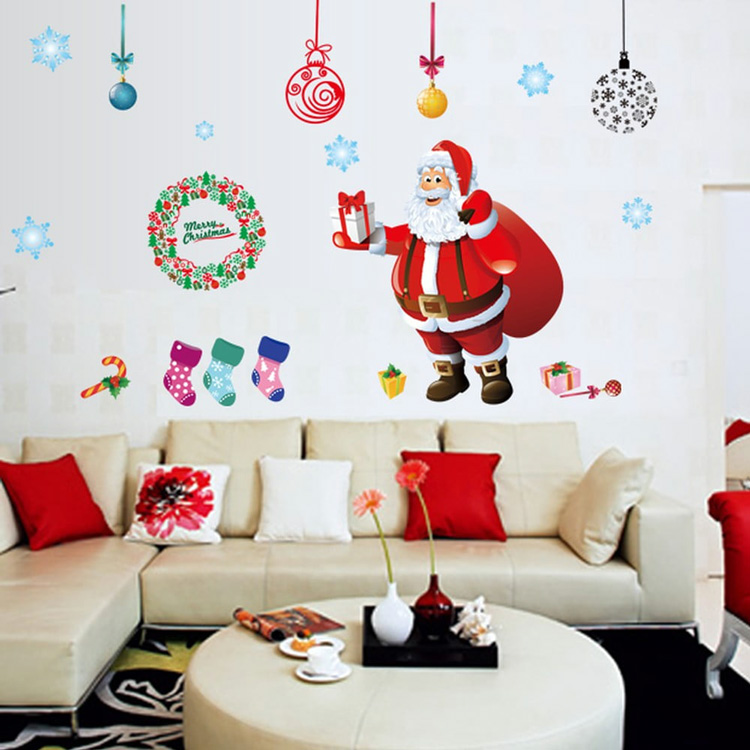 Наклейка Деда Мороза на стену или окно