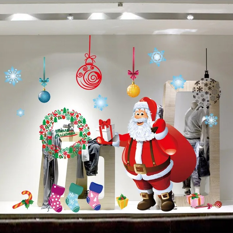 Наклейка Деда Мороза на стену или окно