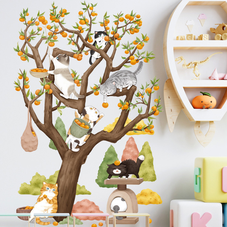 Наклейка дерева з котами на стіну