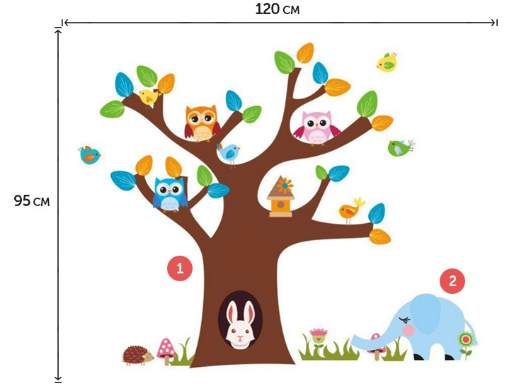Наклейка дерево на стену в детскую комнату