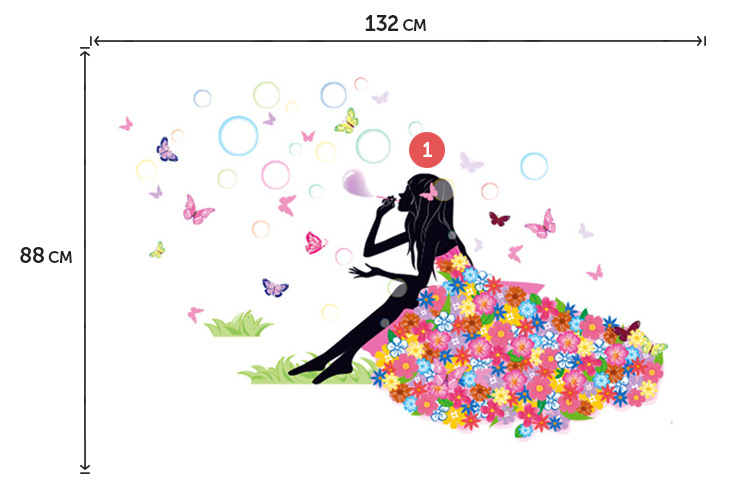 Наклейка дівчинки на стіну у вітальню