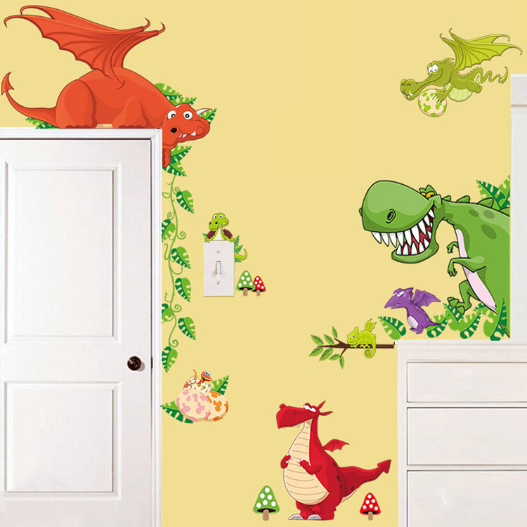 Наклейка драконів в дитячу на стіну