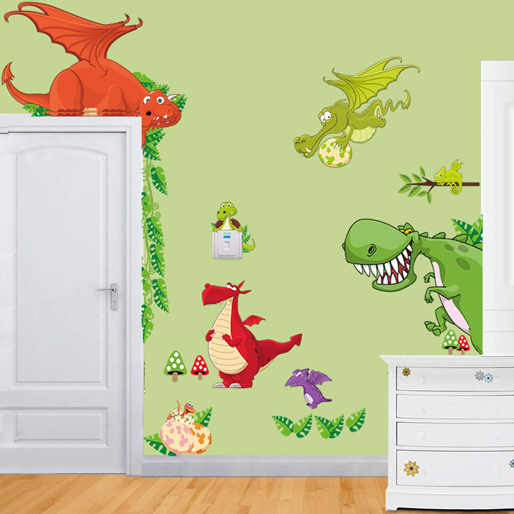 Наклейка драконів в дитячу на стіну