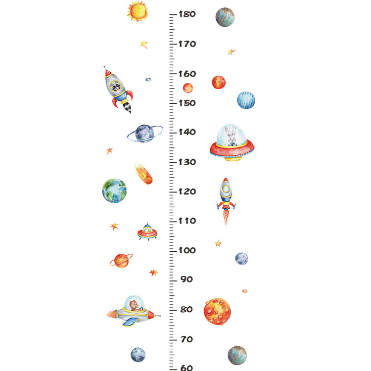 Наклейка-ростомір з планетами в космосі