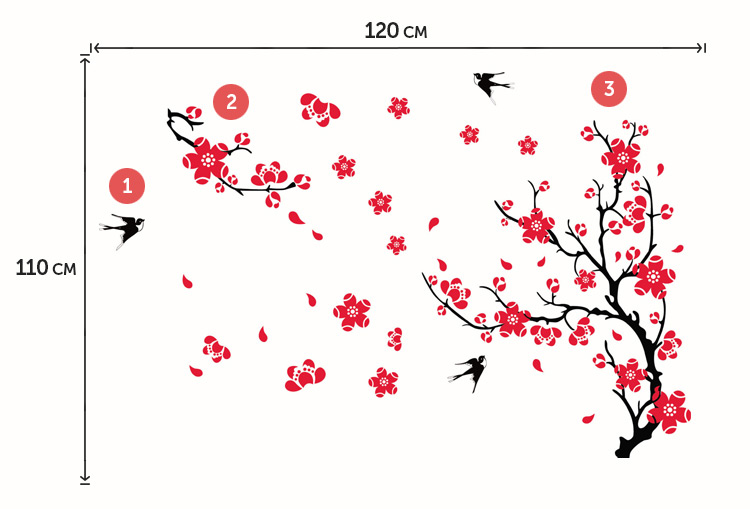 Наклейка сакури на стіну кухні