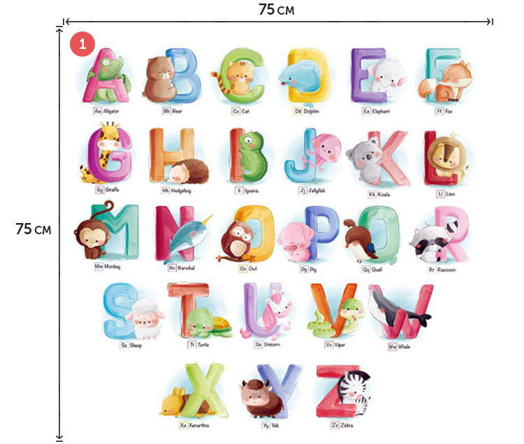 Наклейки алфавіту на стіну для дітей