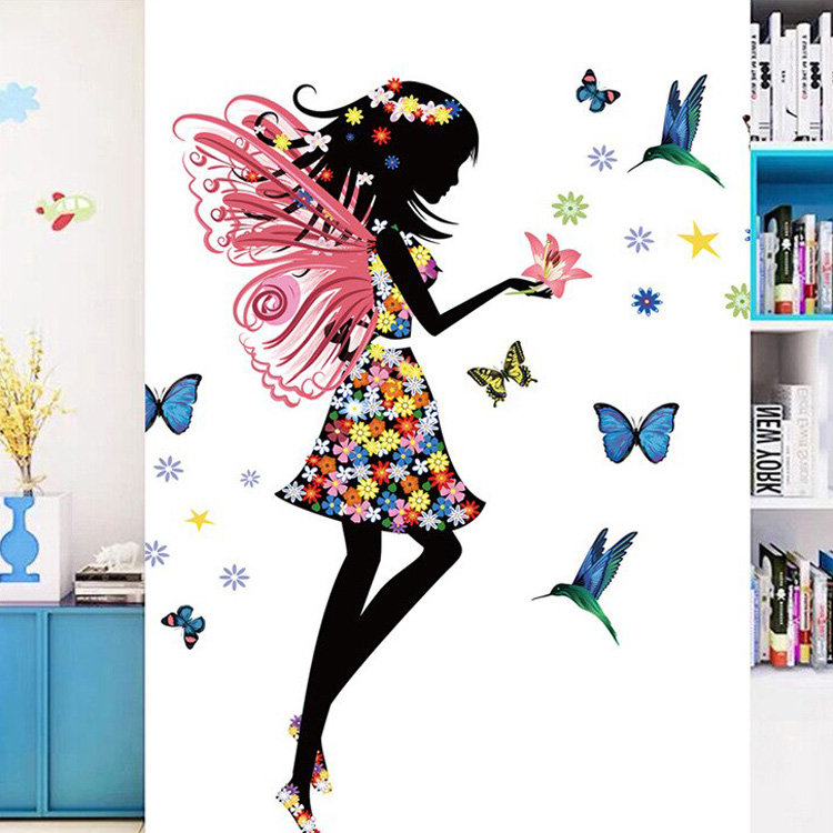 Наклейки девочки и бабочек на стену