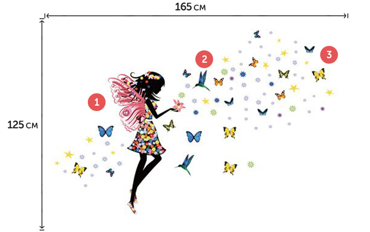 Наклейки девочки и бабочек на стену