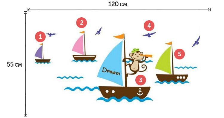 Наклейки корабликов в ванную комнату