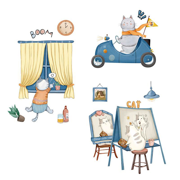 Наклейки котів в дитячу кімнату
