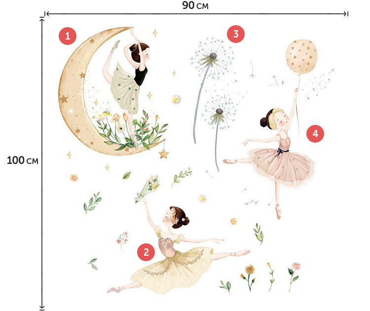 Наклейки на стіну з балеринами