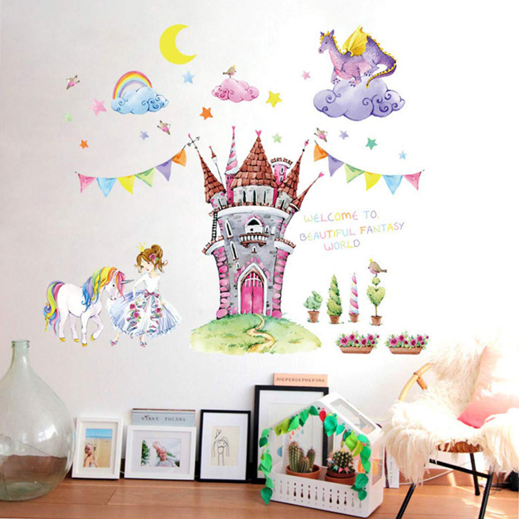 Наклейки принцеси в замку на стіну