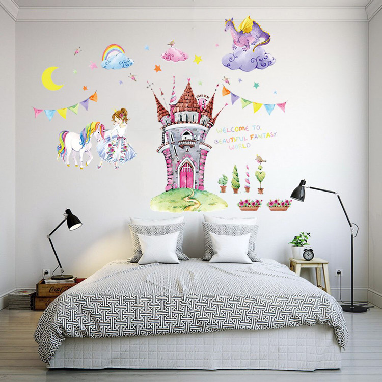 Наклейки принцеси в замку на стіну