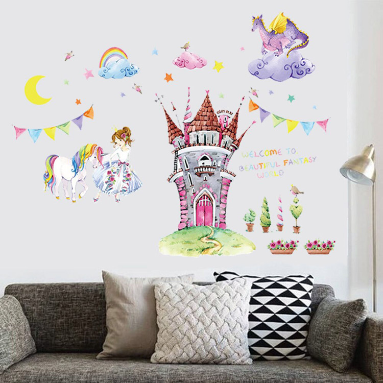 Наклейки принцеси в замку на стіну
