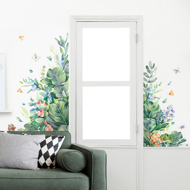 Наклейки рослин на стіну у вітальню