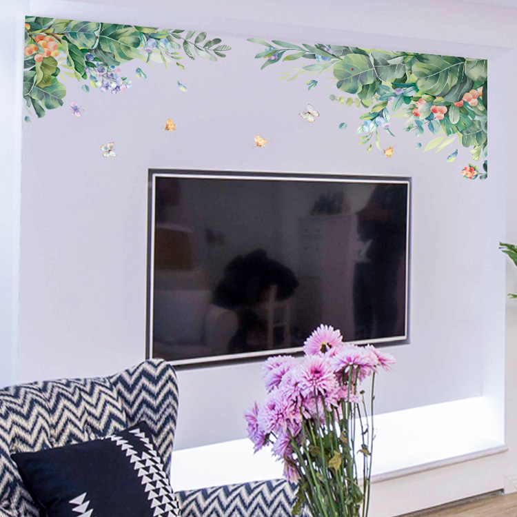 Наклейки рослин на стіну у вітальню