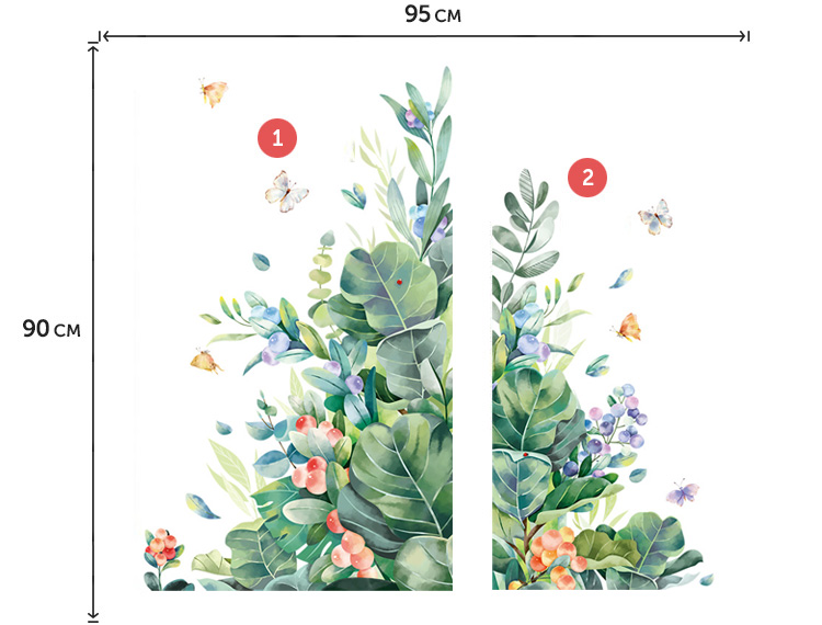 Наклейки рослин на стіну у вітальню