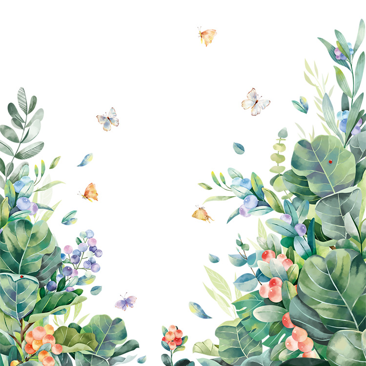 Наклейки рослин на стіну у вітальню