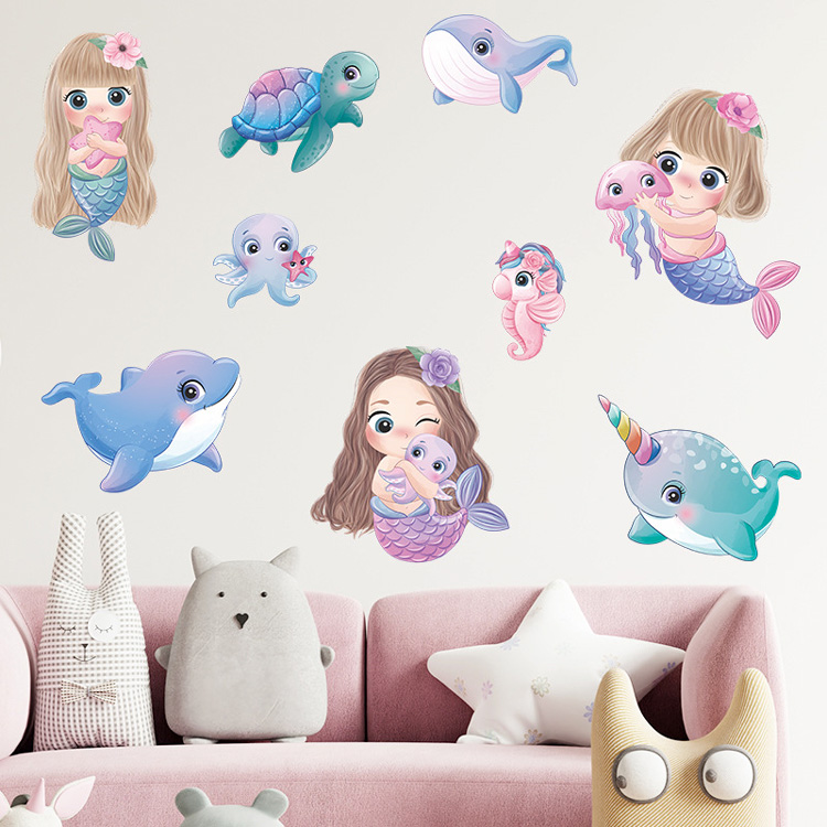 Наклейки русалочек в ванную комнату
