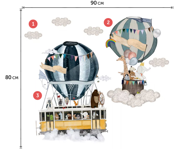 Наклейки повітряних куль на стіну