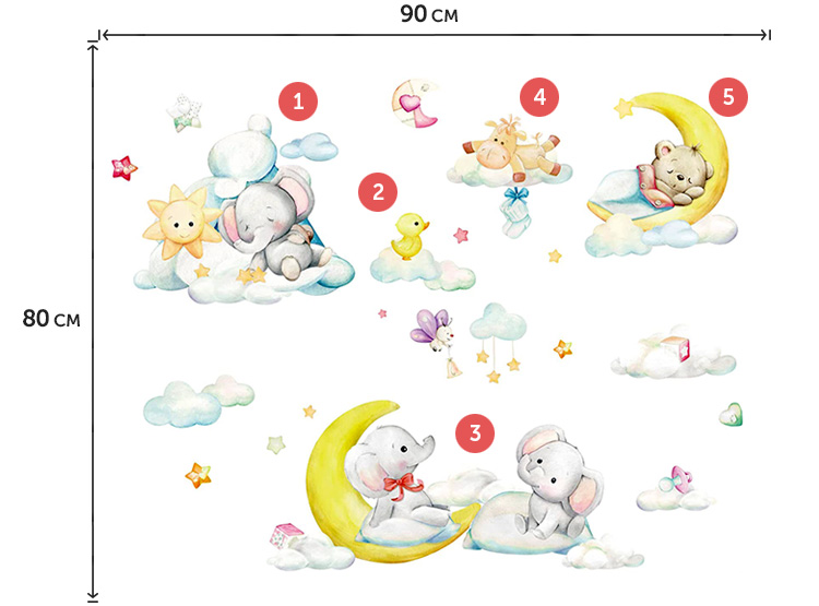 Наклейки тваринок на хмарах