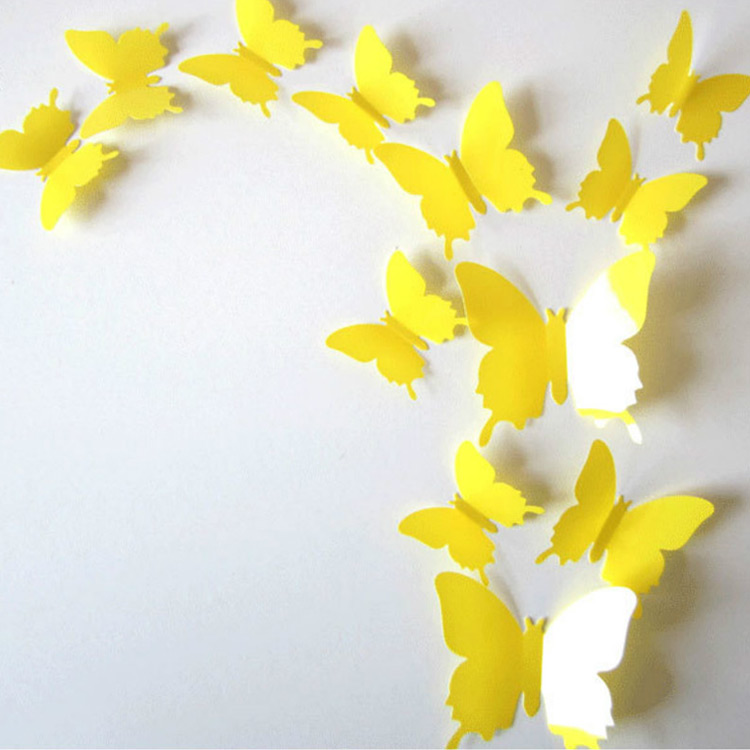 Об’ємні метелики для декору стіни / скотч / 12 шт