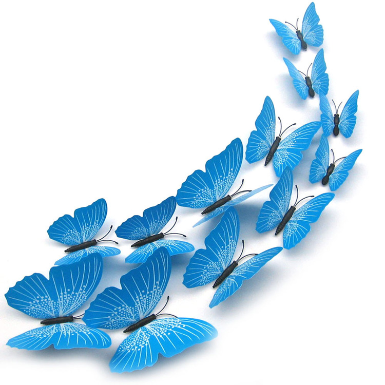 Різнокольорові метелики для декору / магніт + скотч / 12 шт