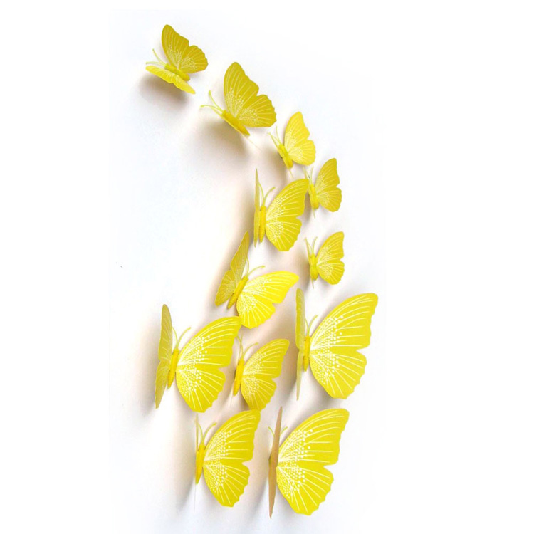 Різнокольорові метелики для декору / магніт + скотч / 12 шт