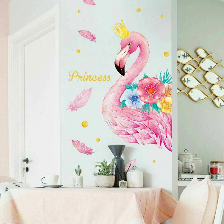 Малюнок фламінго на стіну в вітальню
