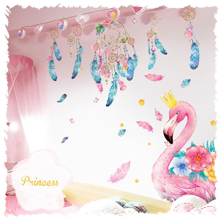Малюнок фламінго на стіну в вітальню
