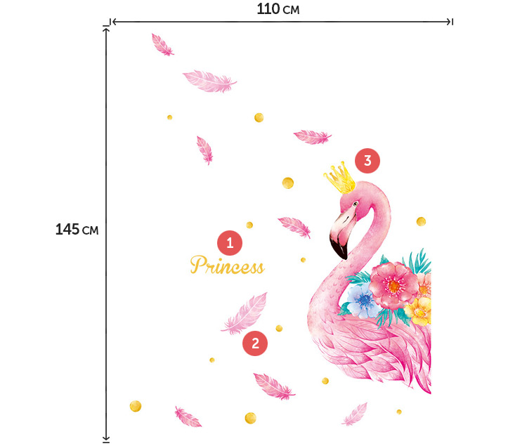 Малюнок фламінго на стіну в вітальню