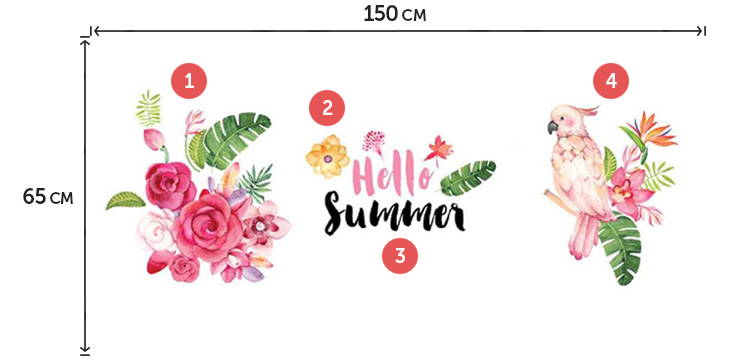 Цветные наклейки попугая в гостиную