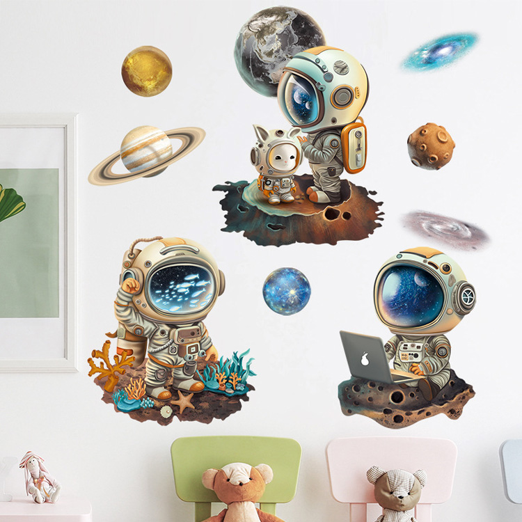 Вінілова наклейка з космонавтами на стіну