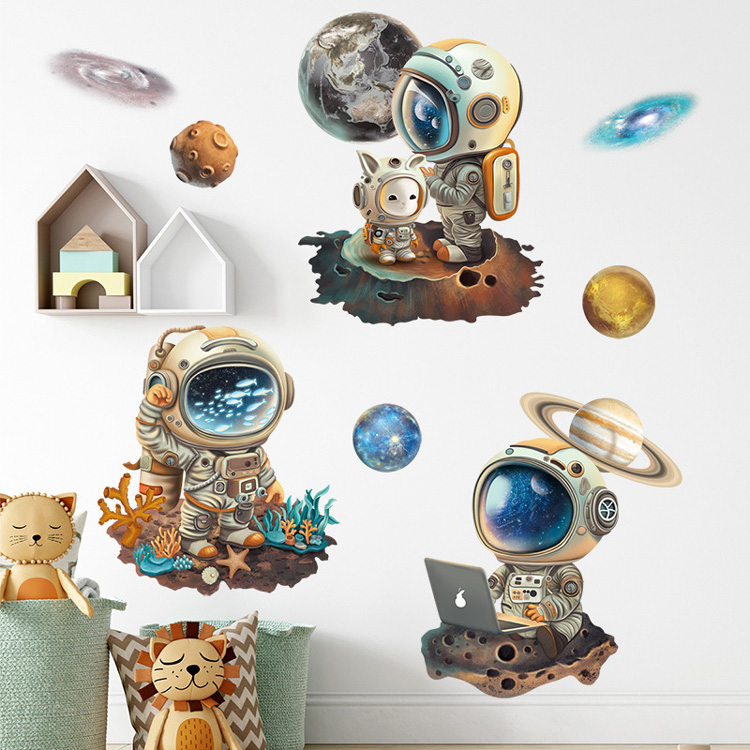 Вінілова наклейка з космонавтами на стіну