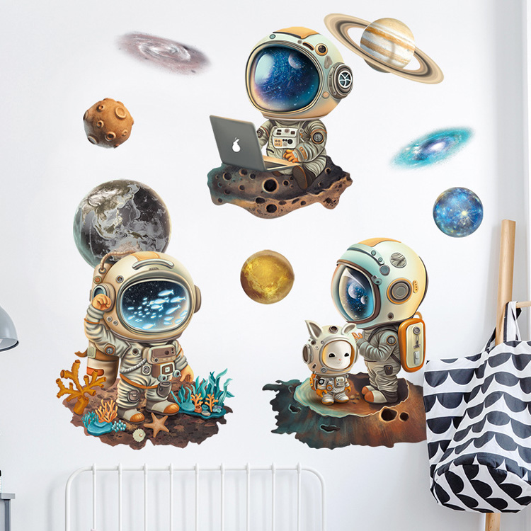 Вінілова наклейка з космонавтами на стіну