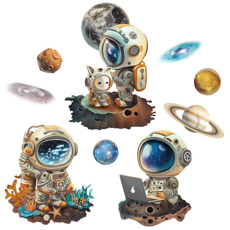 Вінілова наклейка з космонавтами на стіну