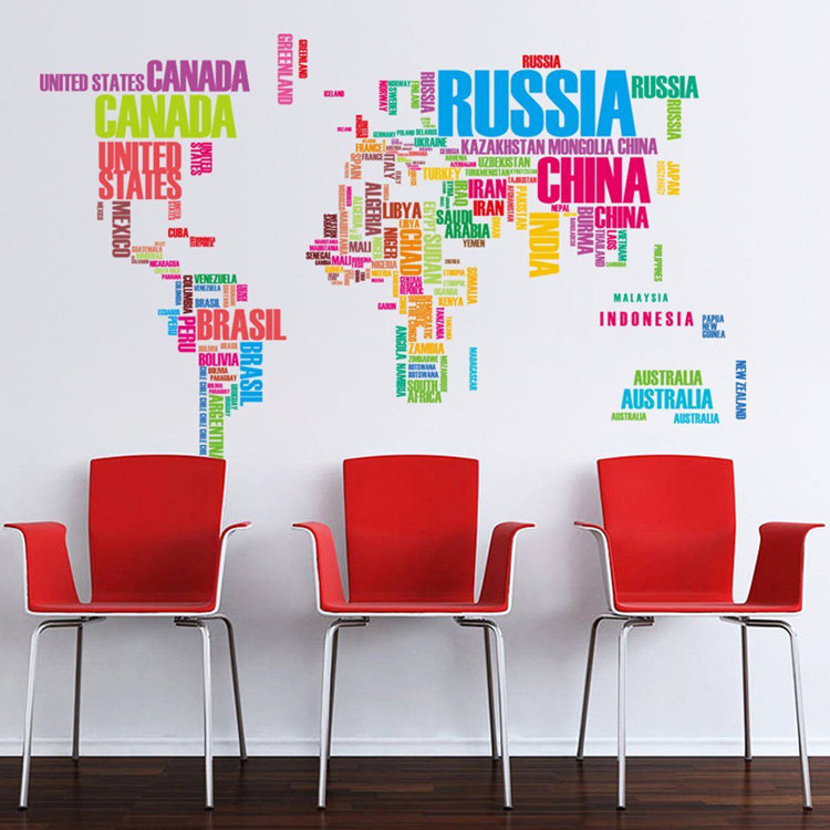 Вінілова наклейка карти світу на стіну