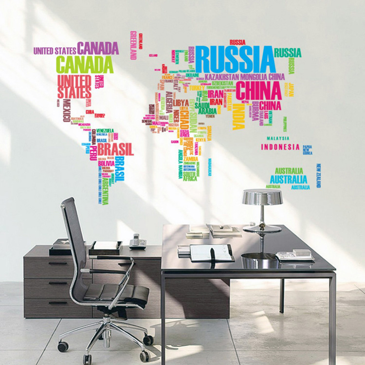 Вінілова наклейка карти світу на стіну
