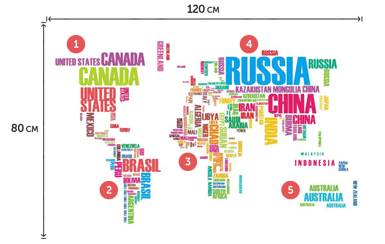 Вінілова наклейка карти світу на стіну