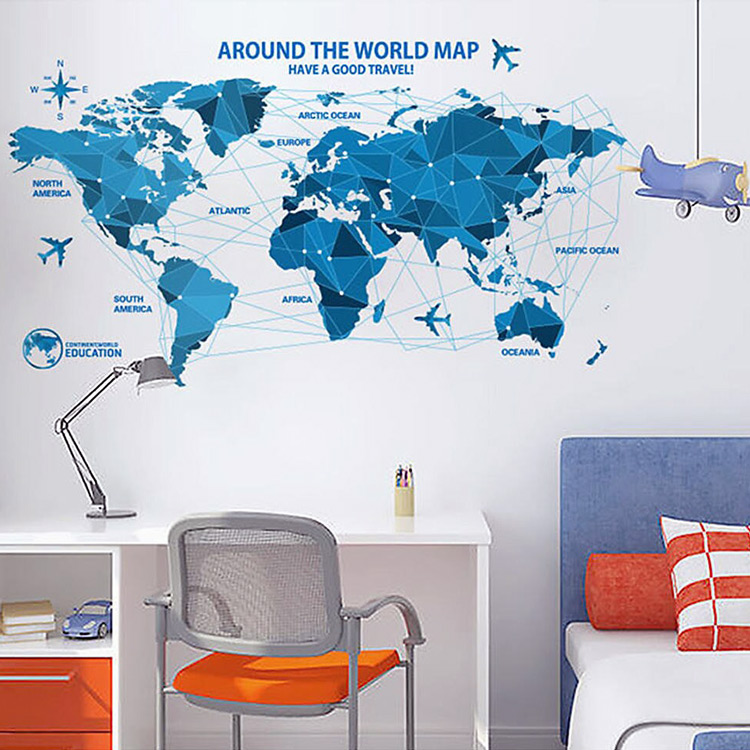 Виниловая наклейка карты мира в офис