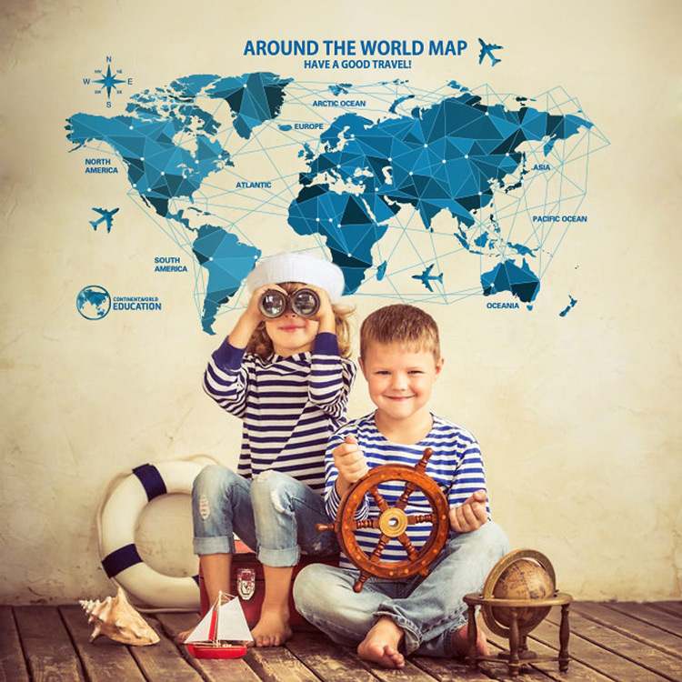 Виниловая наклейка карты мира в офис