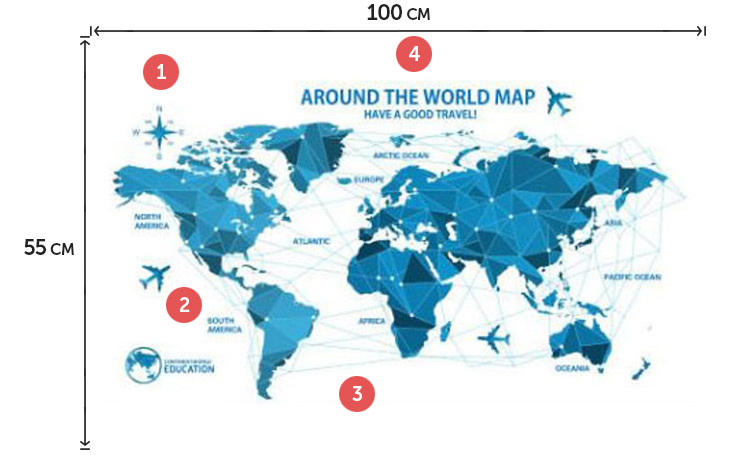 Виниловая наклейка карты мира в офис