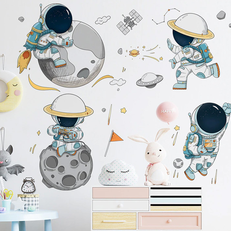 Вінілова наклейка на стіну з космонавтами