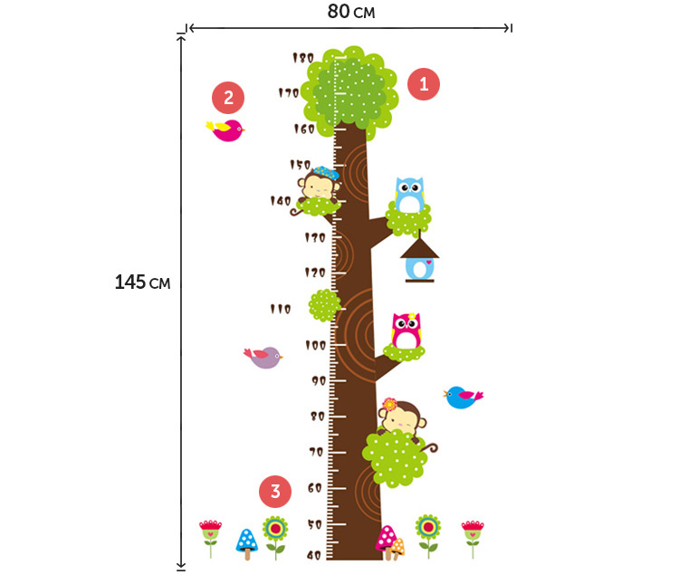 Виниловая наклейка ростомер для детей на стену