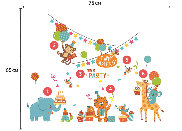 Виниловая наклейка с днем рождения на стену