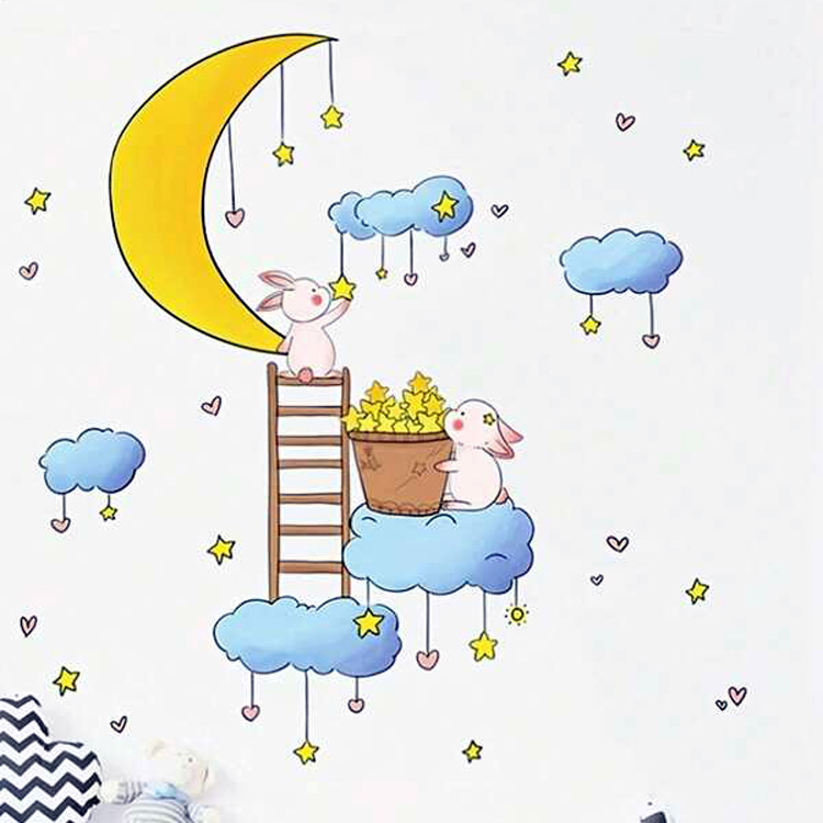 Виниловая наклейка с зайками на стену