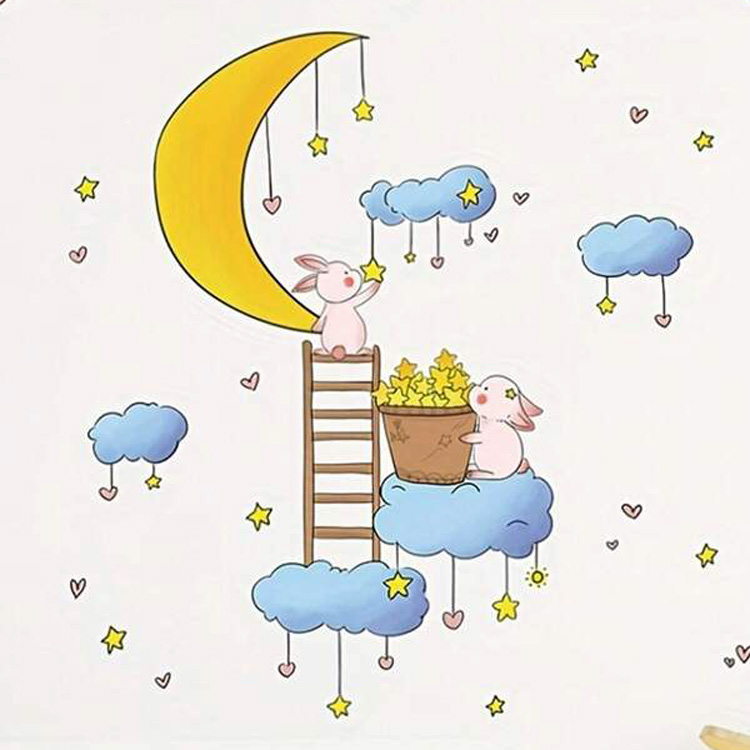 Виниловая наклейка с зайками на стену