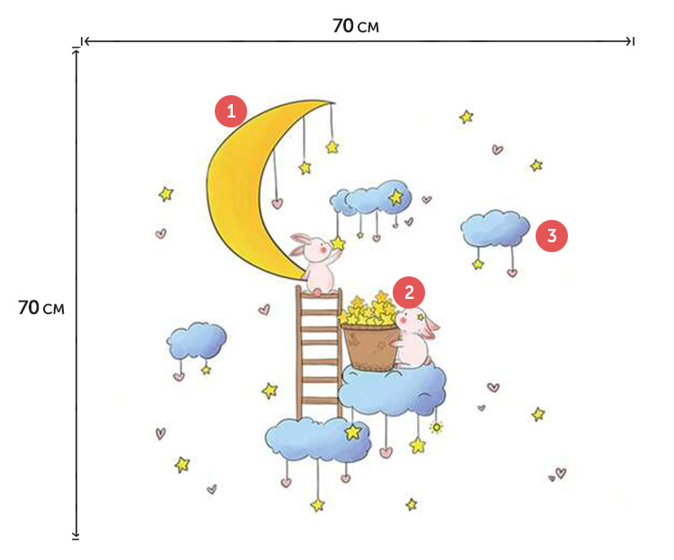 Виниловая наклейка с зайками на стену
