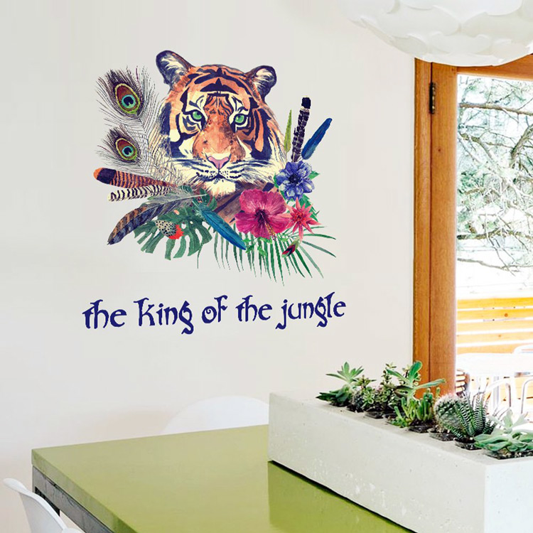 Виниловая наклейка тигр на стену в гостиную