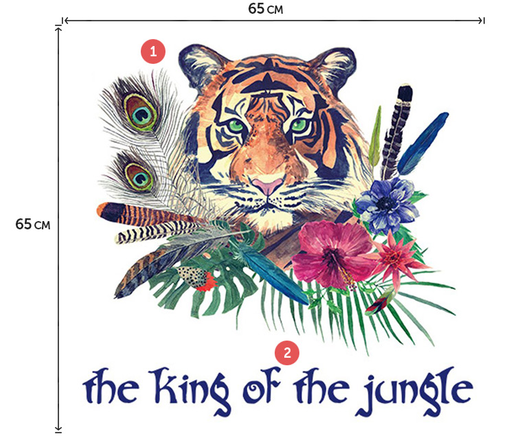 Виниловая наклейка тигр на стену в гостиную